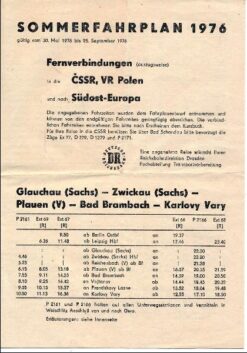 Fernverbindungen in die CSSR, VR Polen und nach Südost-Europa