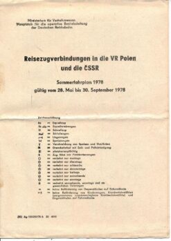 Reisezugverbindungen in die VR Polen und die CSSR