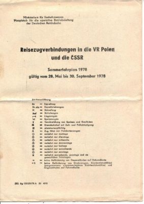 Reisezugverbindungen in die VR Polen und die CSSR
