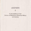 Lesetexte II für die Ausbildung im Fach Literatur und Methodik
