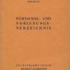 Personal- und Vorlesungsverzeichnis