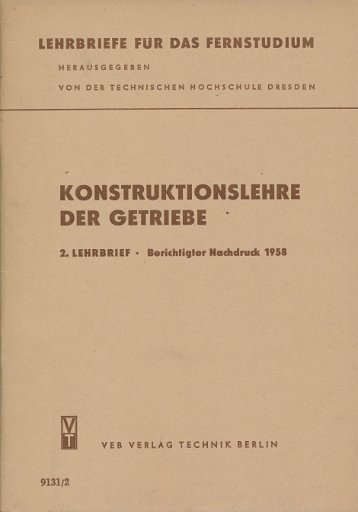 Konstruktionslehre der Getriebe DDR-Lehrheft