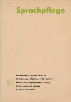 Sprachpflege Heft 9 und 10/1961