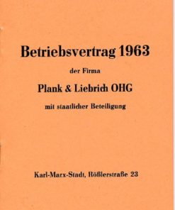 Betriebsvertrag 1963 der Firma Plank & Liebrich OHG, Karl-Marx-Stadt