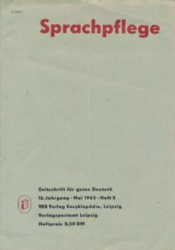 Sprachpflege Heft 5  1963