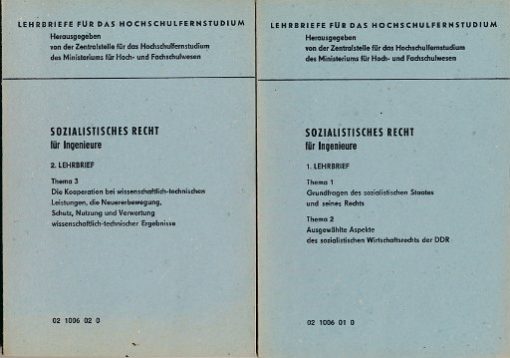 Sozialistisches Recht für Ingenieure  1. und 2.  Lehrbrief  DDR-Lehrmaterial