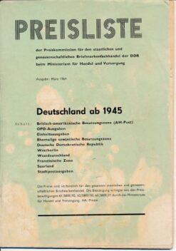 Deutschland ab 1945 – Preisliste der Preiskommission für den staatlichen und genossenschaftlichen Briefmarkenfachhandel der DDR