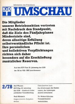 Umschau – Kammer der Technik  DDR-Informationszeitschrift 1-3/1977, 1-9/1978 außer 3 und 7, 1-6/1979 außer 3 sowie 5/1974 und 4/1977