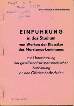 Einführung in das Studium von Werken der Klassiker des Marxismus-Leninismus