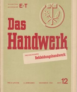 Das Handwerk Fachausgabe Bekleidungshandwerk 1 bis 12/1952
