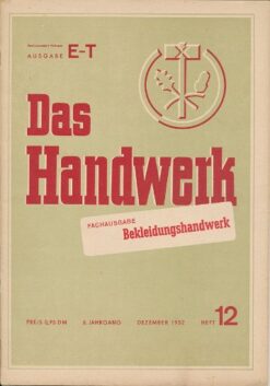 Das Handwerk Fachausgabe Bekleidungshandwerk 1 bis 12/1952
