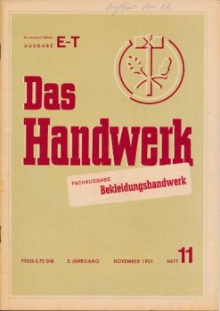 Das Handwerk Fachausgabe Bekleidungshandwerk 5 bis 12/1951