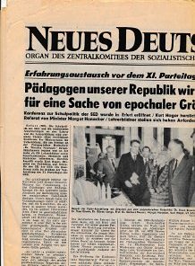 Neues Deutschland 16. 17. November 1985 Konferenz Schulpolitik Erfurt Lafontaine in Erfurt