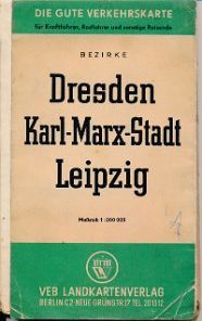 Verkehrskarte Bezirke Dresden, Karl-Marx-Stadt, Leipzig