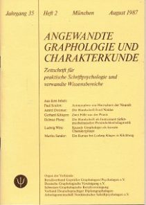 Angewandte Graphologie und Charakterkunde Heft 2/1987
