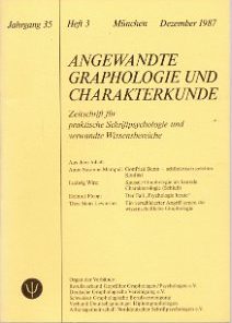Angewandte Graphologie und Charakterkunde Heft 3/1987