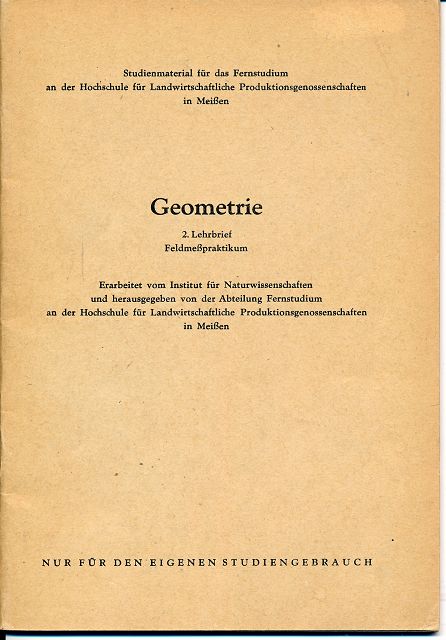 Geometrie  2.Lehrbrief  Feldmeßpraktikum