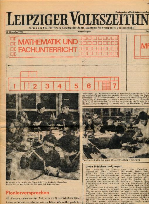 Leipziger Volkszeitung Mathematik und Fachunterricht Sonderausgabe Dezember 1972