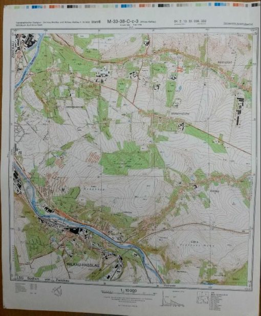 Oberlungwitz Erlbach-Kirchberg Gersdorf– Original-Messtischblatt der NVA / M-33-38-C-b-4