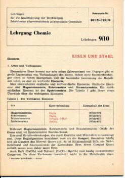 Eisen und Stahl / Lehrgang Chemie / Lehrbogen 9/10