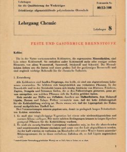 Feste und gasförmige Brennstoffe / Lehrgang Chemie / Lehrbogen 8