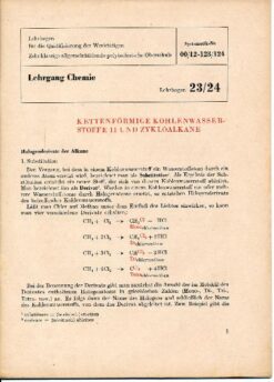 Kettenförmige Kohlenwasserstoffe II und Zykloalkane / Lehrgang Chemie / Lehrbogen 23/24