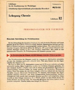 Periodensystem der Elemente / Lehrgang Chemie / Lehrbogen 12