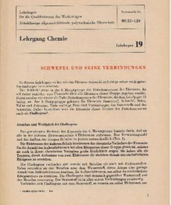 Schwefel und seine Verbindungen / Lehrgang Chemie / Lehrbogen 19