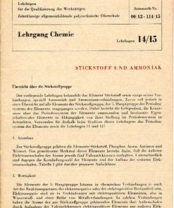 Stickstoff und Ammoniak / Lehrgang Chemie / Lehrbogen 14/15