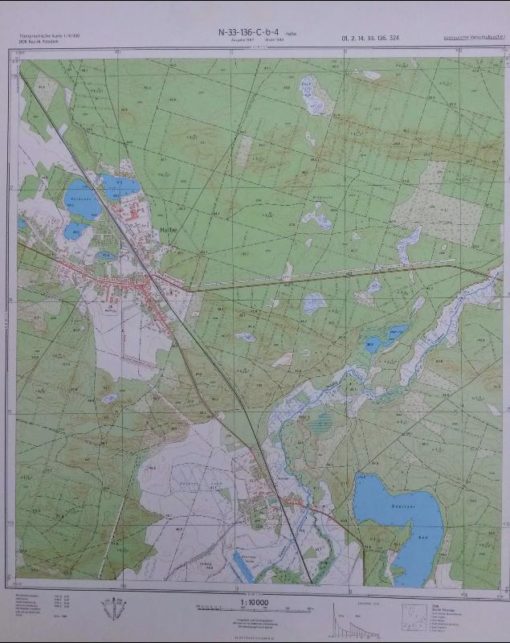 Halbe Heidesee Mahningsee Teurow Oderiner See Fischluch – Original-Meßtischblatt/Landkarte der NVA / N-33-136-C-b-4