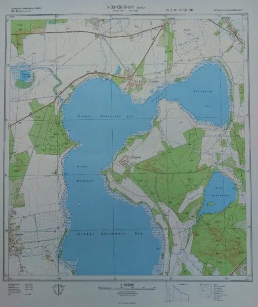 Selchow Groß Schauen Wochowsee Großer Selchower See sowie anliegende Seen – Original-Meßtischblatt/Landkarte der NVA / N-33-136-B-d-1