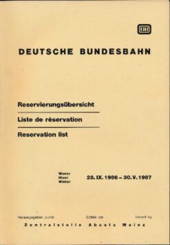 Deutsche Bundesbahn  Reservierungsübersicht  Winter 1986/1987