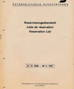 Österreichische Bundesbahnen  Reservierungsübersicht  1986/1987