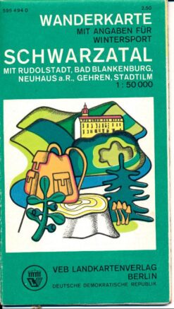 Wanderkarte Schwarzatal DDR Rudolstadt Bad Blankenburg Neuhaus Gehren Stadtilm