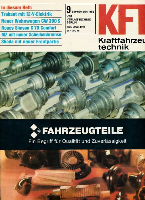 KFT Kraftfahrzeugtechnik 1983 Heft 9 DDR