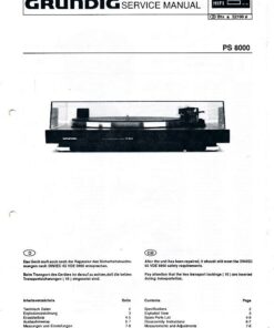 Grundig Service Manual PS 8000 Schallplatten-Spieler