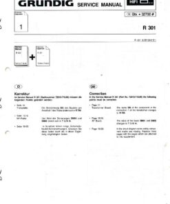 Grundig Service Manual R 301 Receiver Ergänzung