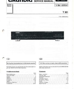 Grundig Service Manual T 301 Quartz Lock Synthesizer