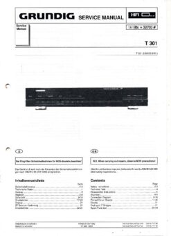 Grundig Service Manual T 301 Quartz Lock Synthesizer