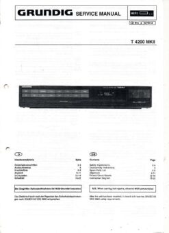 Grundig Service Manual T 4200 MKII Tuner