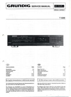 Grundig Service Manual T 5200 Tuner