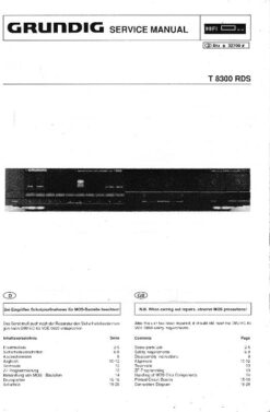 Grundig Service Manual T 8300 RDS Synthesizer Tuner