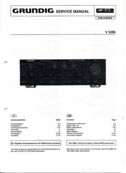 Grundig Service Manual V 8100 Verstärker