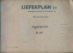 Lieferplan 20 Bedarfsberechnung für Ersatzteile der Panzerkanonen Lagernorm KL-13