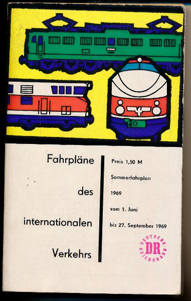 shop.ddrbuch.de DDR-Buch, Sommerfahrplan 1969, zahlreiche Verbindungen, mit Werbeanzeigen, in mehreren Sprachen, beiliegender gefaltete Übersichtskarte der Eisenbahnen in Europa sowie Europa-Asien, Inhalt: Allgemeiner Teil, Übersichtskarten, Fahrpläne, Flugplan der Inter