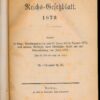 Sachregister zum Reichsgesetzblatt 1879 Reichsgesetzblatt Nr.1 bis 37