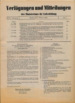 Verfügungen und Mitteilungen des Ministeriums für Volksbildung DDR Jahrgang 1986 Nr. 1 bis 7