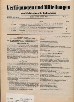 Verfügungen und Mitteilungen des Ministeriums für Volksbildung DDR Jahrgang 1987 Nr. 1 bis 6