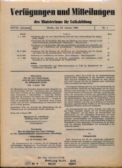 Verfügungen und Mitteilungen des Ministeriums für Volksbildung DDR Jahrgang 1989 Nr. 1 bis 6