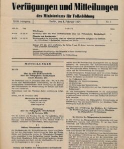 Verfügungen und Mitteilungen des Ministeriums für Volksbildung DDR Jahrgang 1974 Nr. 1 bis 16